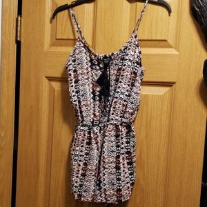 Navy blue and coral romper